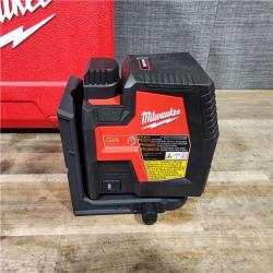 HOUSTON LOCATION - AS-IS MILWAUKEE 100 Ft. REDLITHIUM Lithium-Ion USB Green Rechargeable Cross Line Laser Level with Charger