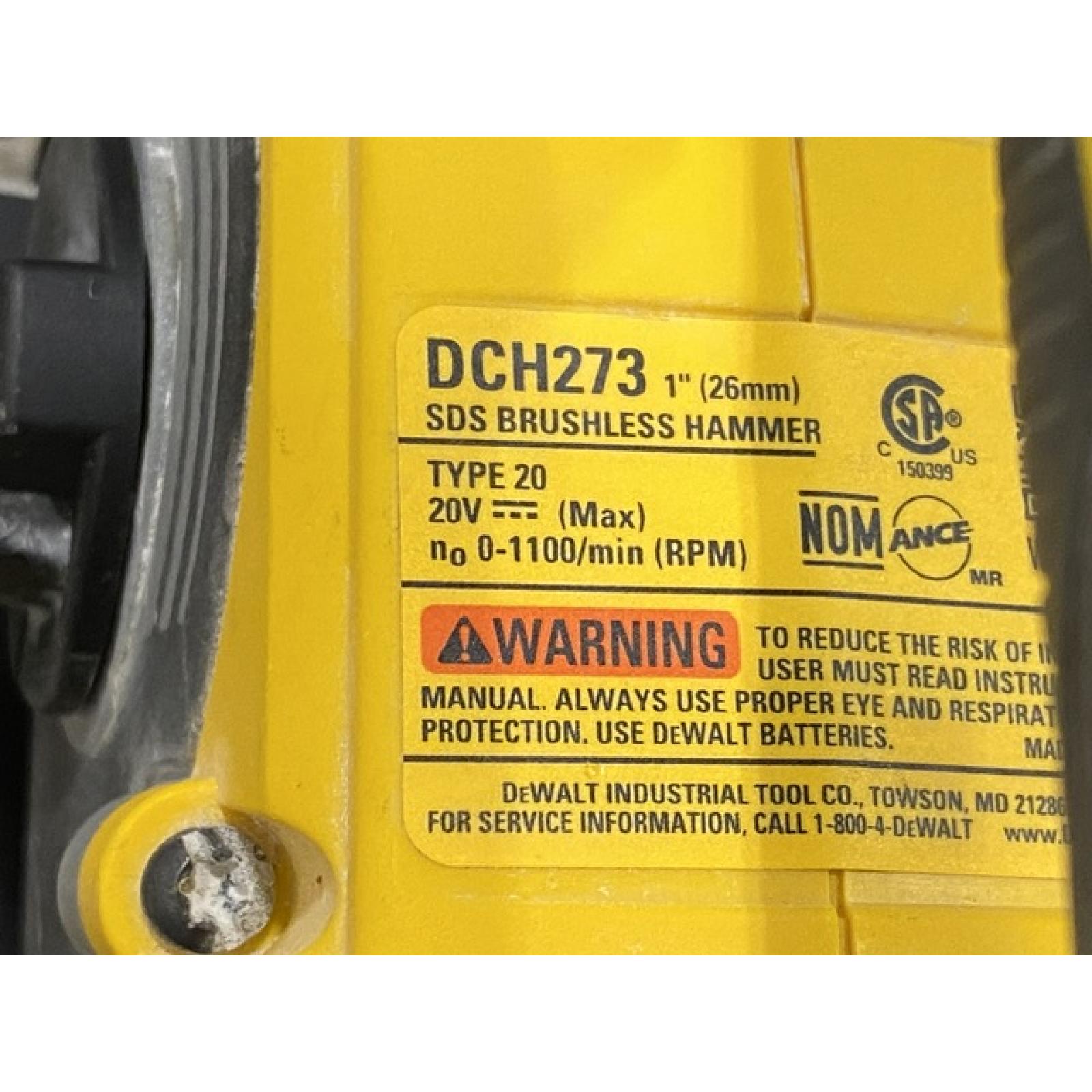 AS-IS DEWALT 20V MAX XR Cordless Brushless 1 in. SDS Plus L-Shape Rotary Hammer (Tool Only)