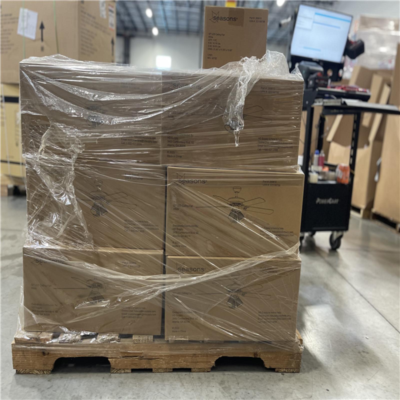 DALLAS LOCATION- SEASONS 52IN. CEILING FAN WHITE Pallet (19 UNITS)