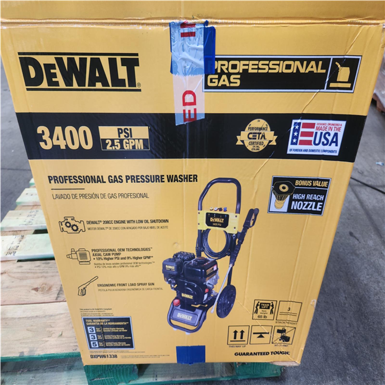 Phoenix NEW DEWALT 3400 PSI 2.5 GPM Gas Cold Water Pressure Washer with DeWalt 210 Engine