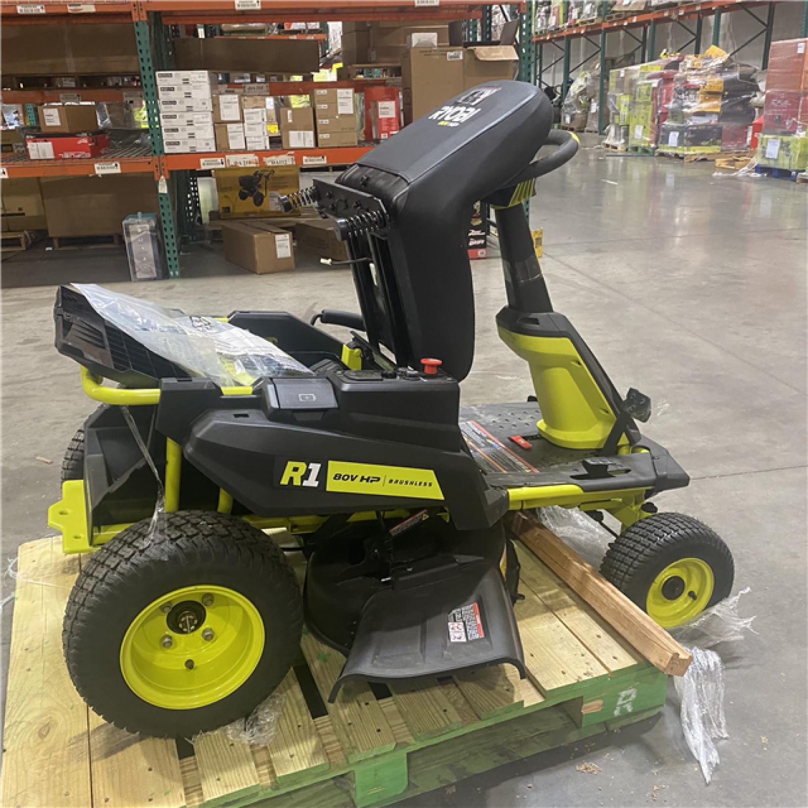 Dallas Location - As-Is RYOBI R1 80V HP Brushless Lithium Battery Cordless Electric 30 in. Riding Lawn Mower with 14 Ah Battery and Charger