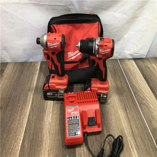 AS-IS Milwaukee 18-Volt Lithium-Ion Brushless Cordless Compact Hammer Drill/Impact Combo Kit