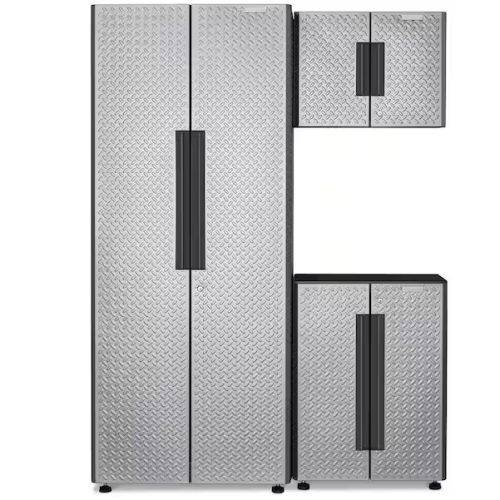 DALLAS LOCATION- Gladiator Flex 54 in. W x 75 in. H x 19 in. D Pre-Assembled 24 Gauge Welded Steel 3-Piece Garage Storage System in Silver Tread PALLET-(2 SETS)