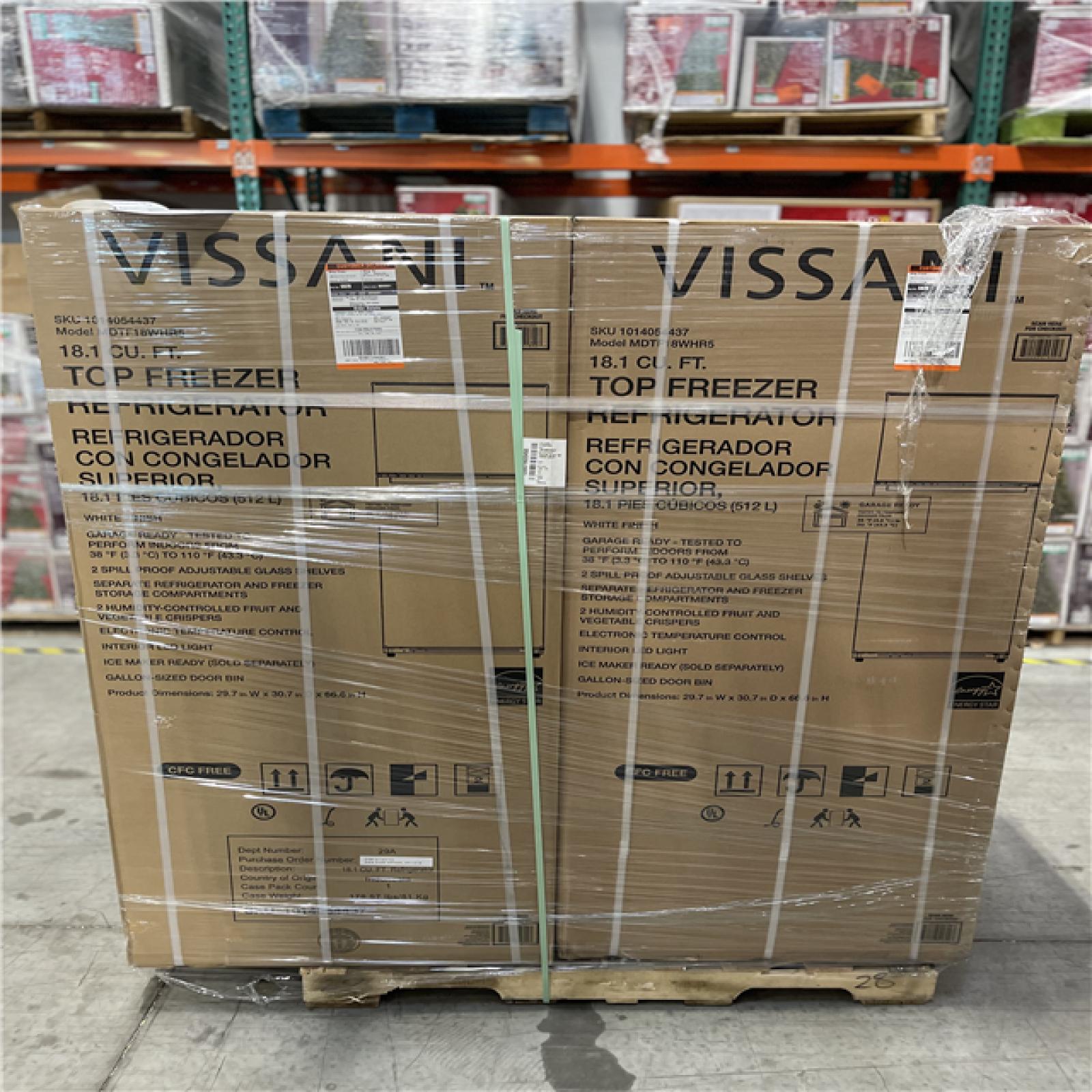 DALLAS LOCATION - VISSANI 18.1 REFRIGERATOR PALLET-(2 UNITS)