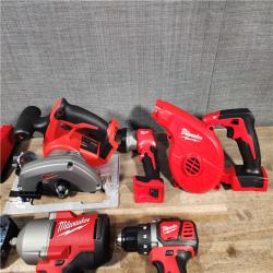 HOUSTON LOCATION - AS-IS Milwaukee M18 18-Volt Lithium-Ion Cordless Combo Kit (7-Tool) with (2) Batteries  Charger  and Tool Bag