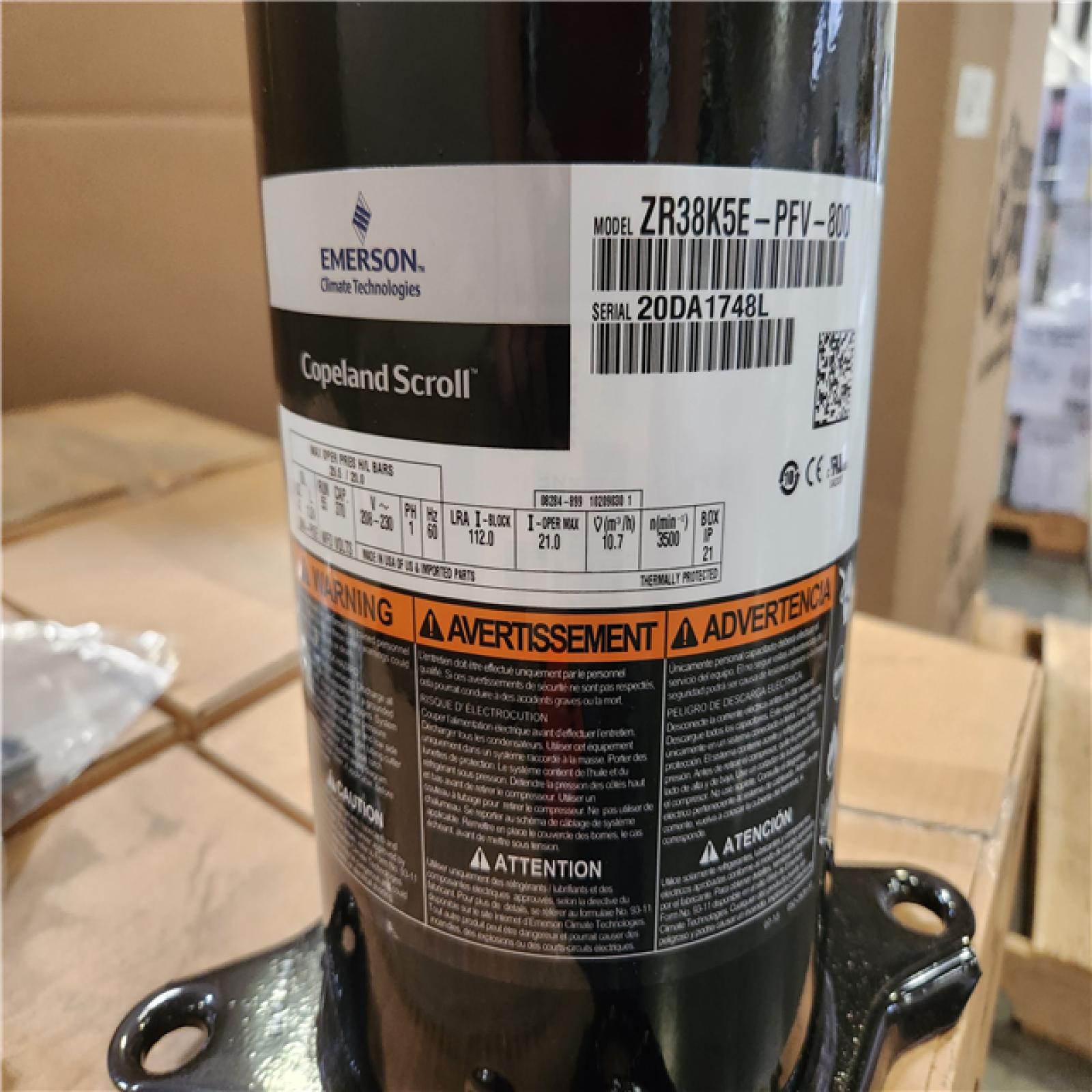 Phoenix NEW Copeland ZR48K5E-PFV-800 Single Phase Scroll Compressor - 46 200-61 900 BTU Pallet of 9