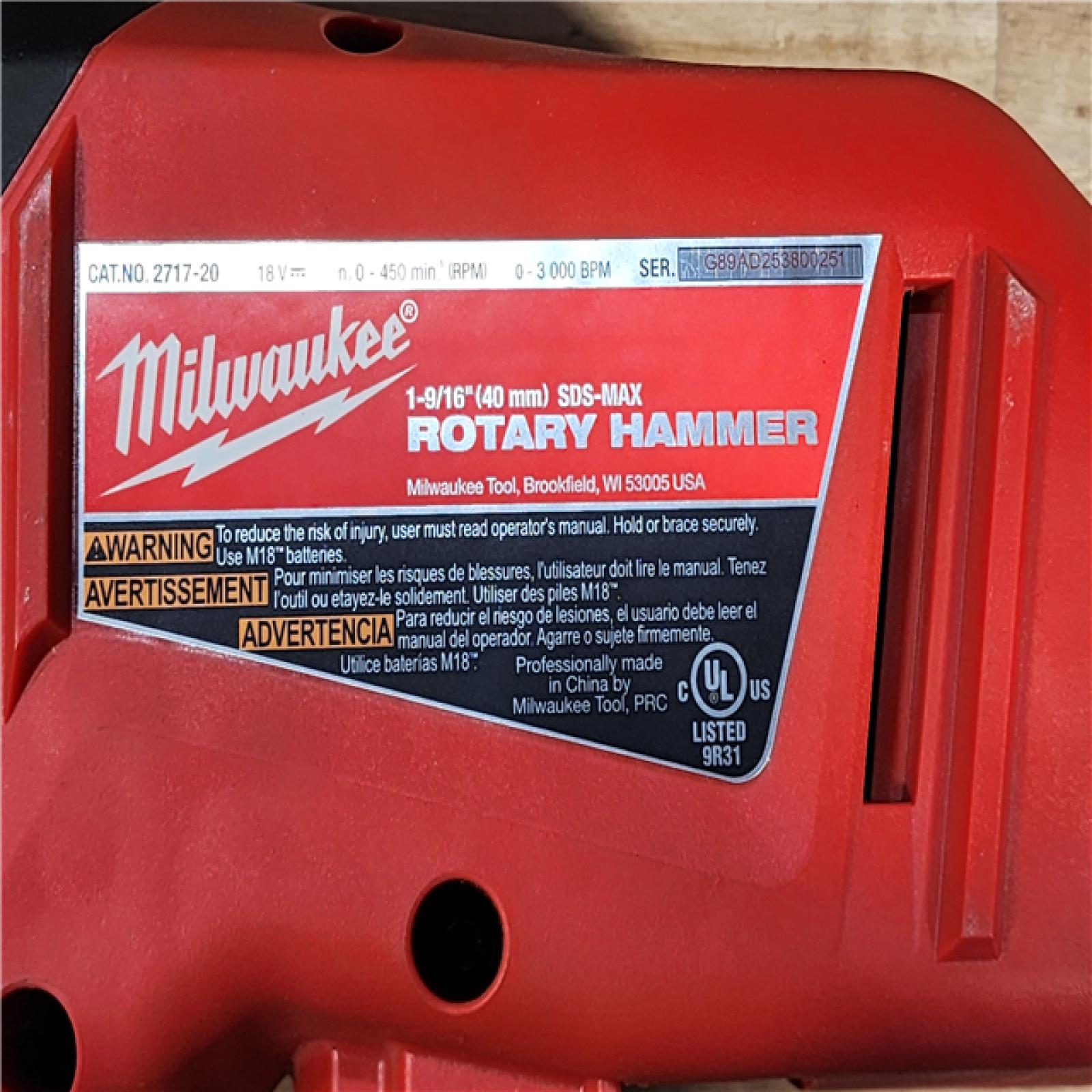 HOUSTON LOCATION - AS-IS Milwaukee FUEL 18V Lithium-Ion Brushless Cordless 1-9/16 in. SDS-Max Rotary Hammer (Tool-Only)