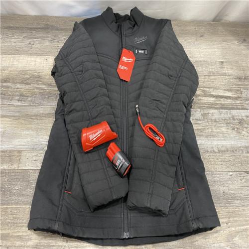 AS-IS Milwaukee Women's Medium 12-Volt Lithium-Ion Cordless AXIS Black Heated Quilted Jacket Kit