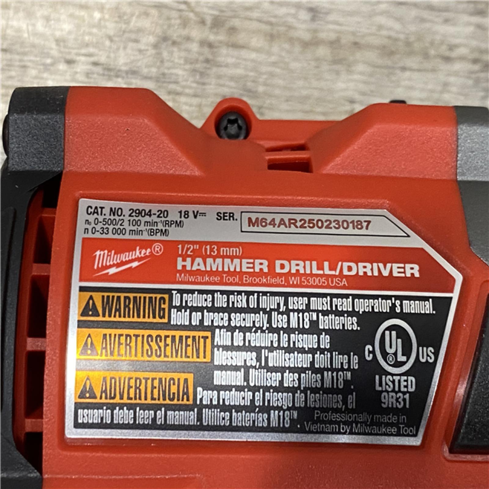 AS-IS Milwaukee FUEL 18V Lithium-Ion Brushless Cordless 1/2 in. Hammer Drill Driver Kit