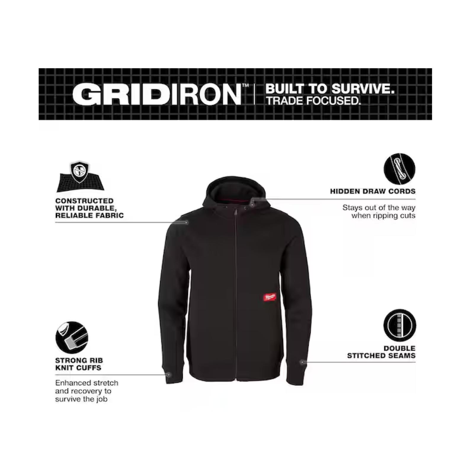 NEW! - Milwaukee Men's X-Large Black GRIDIRON Full-Zip Hoodie - 2 UNITS
