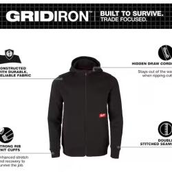 NEW! - Milwaukee Men's X-Large Black GRIDIRON Full-Zip Hoodie - 2 UNITS