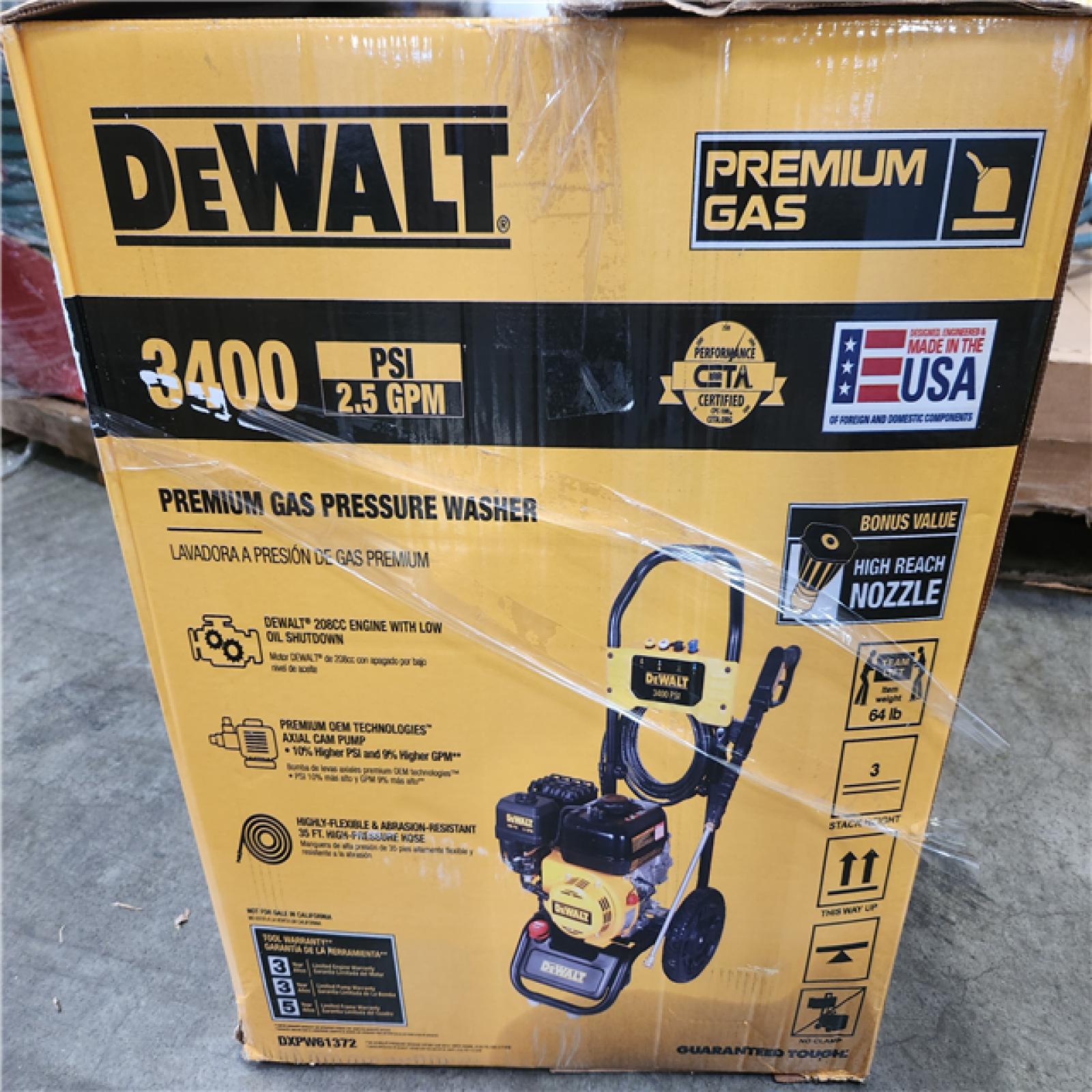 Phoenix NEW DEWALT 3400 PSI 2.5 GPM Gas Cold Water Pressure Washer with DeWalt 210 Engine