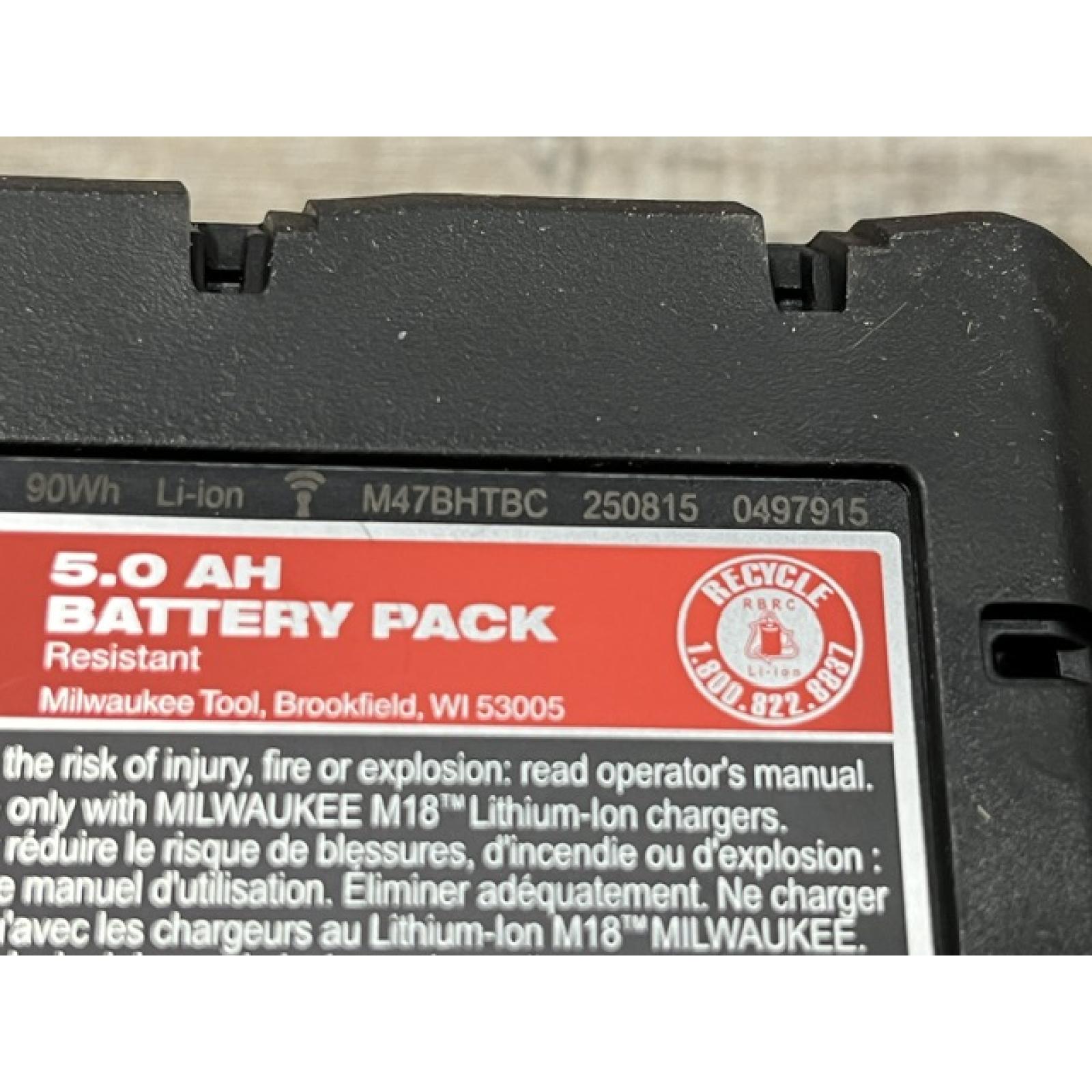 AS-IS Milwaukee 18-Volt Lithium-Ion XC Starter Kit with One 5.0Ah Battery and Charger
