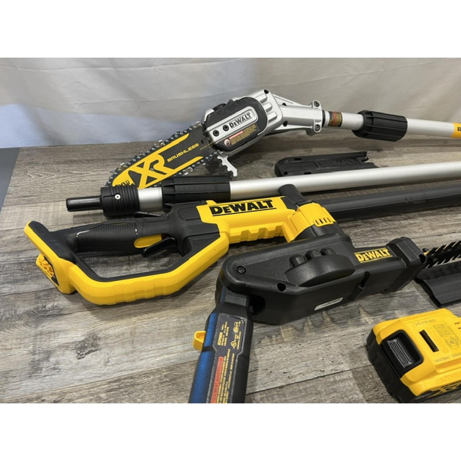 AS-IS DEWALT 20V MAX Cordless Lithium-Ion Pole Saw and Pole Hedge Trimmer Combo Kit