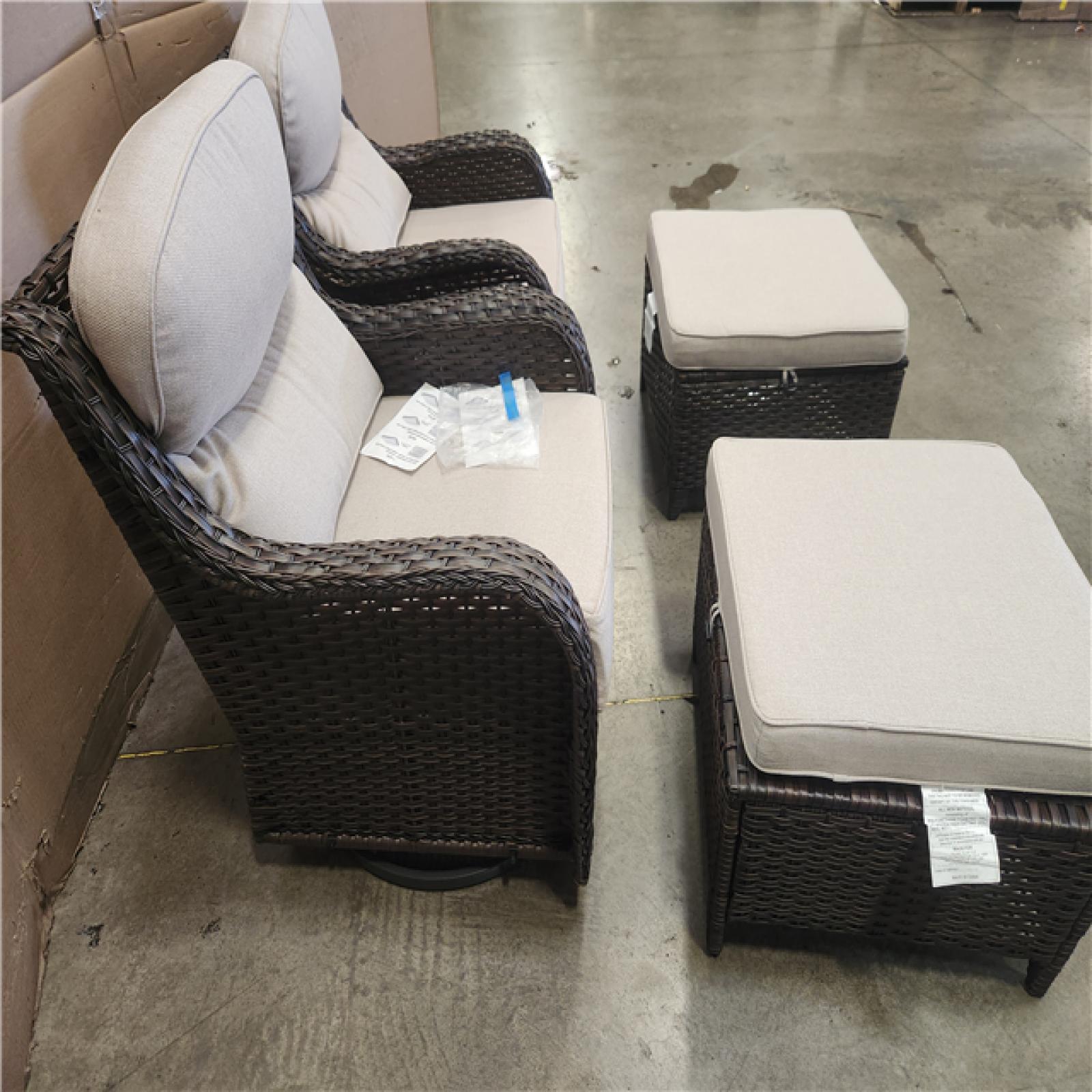 Phoenix moosprr MoonLuxe Brown Wicker Swivel Chair combo (2-Pack)