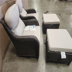 Phoenix moosprr MoonLuxe Brown Wicker Swivel Chair combo (2-Pack)