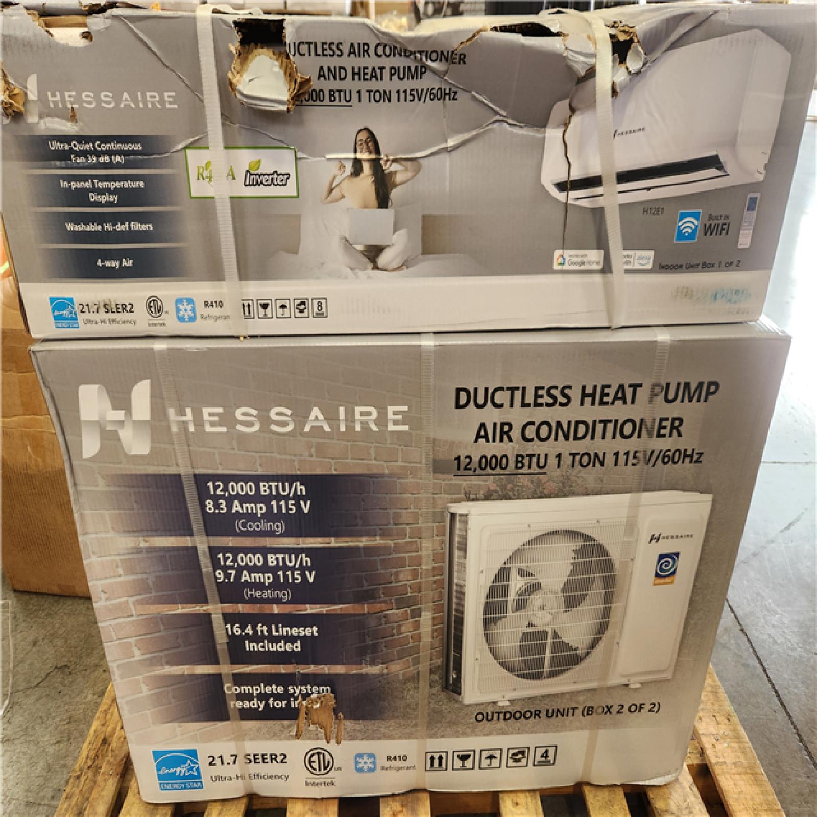 Phoenix NEW Hessaire DIY 22 SEER2 12 000 BTU Wi-Fi 1-Ton Ductless Mini Split Air Conditioner and Heat Pump Variable Speed Inverter-115-Volt (SEALED)