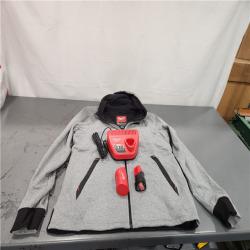 AS-IS- Women's Large M12 12-Volt Lithium-Ion Cordless Gray Heated Jacket Hoodie Kit