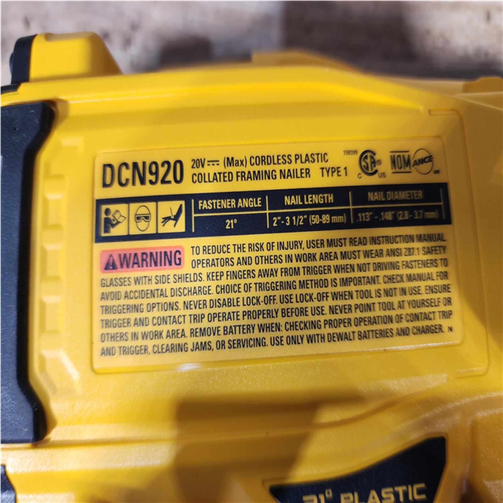 HOUSTON LOCATION - AS - IS DEWALT 20-Volt 21° Cordless Framing Nailer (Tool-Only)
