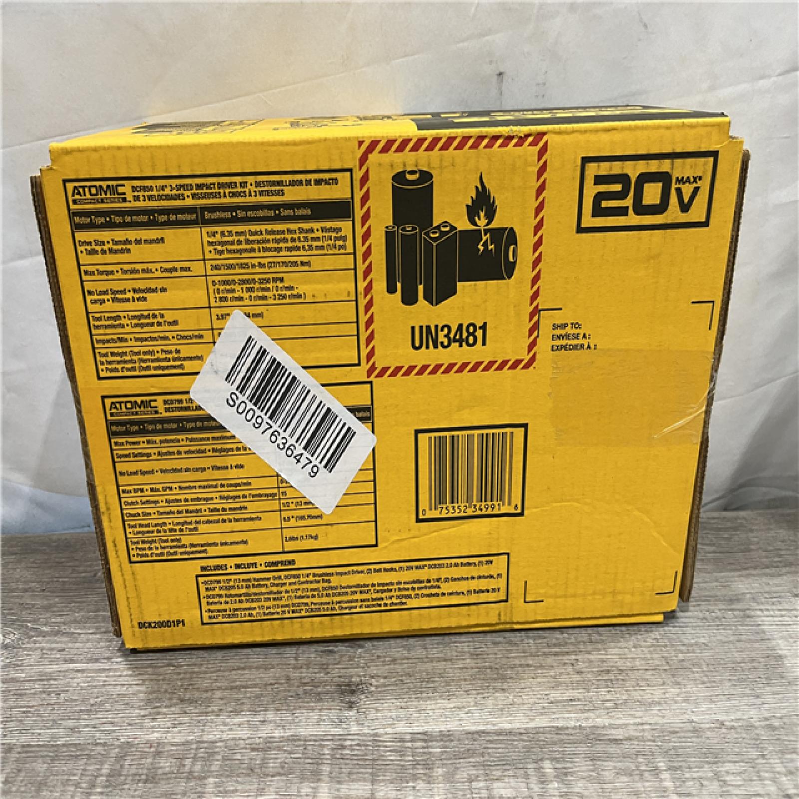 NEW - DEWALT ATOMIC 20V MAX Lithium-Ion Cordless 2-Tool Combo Kit