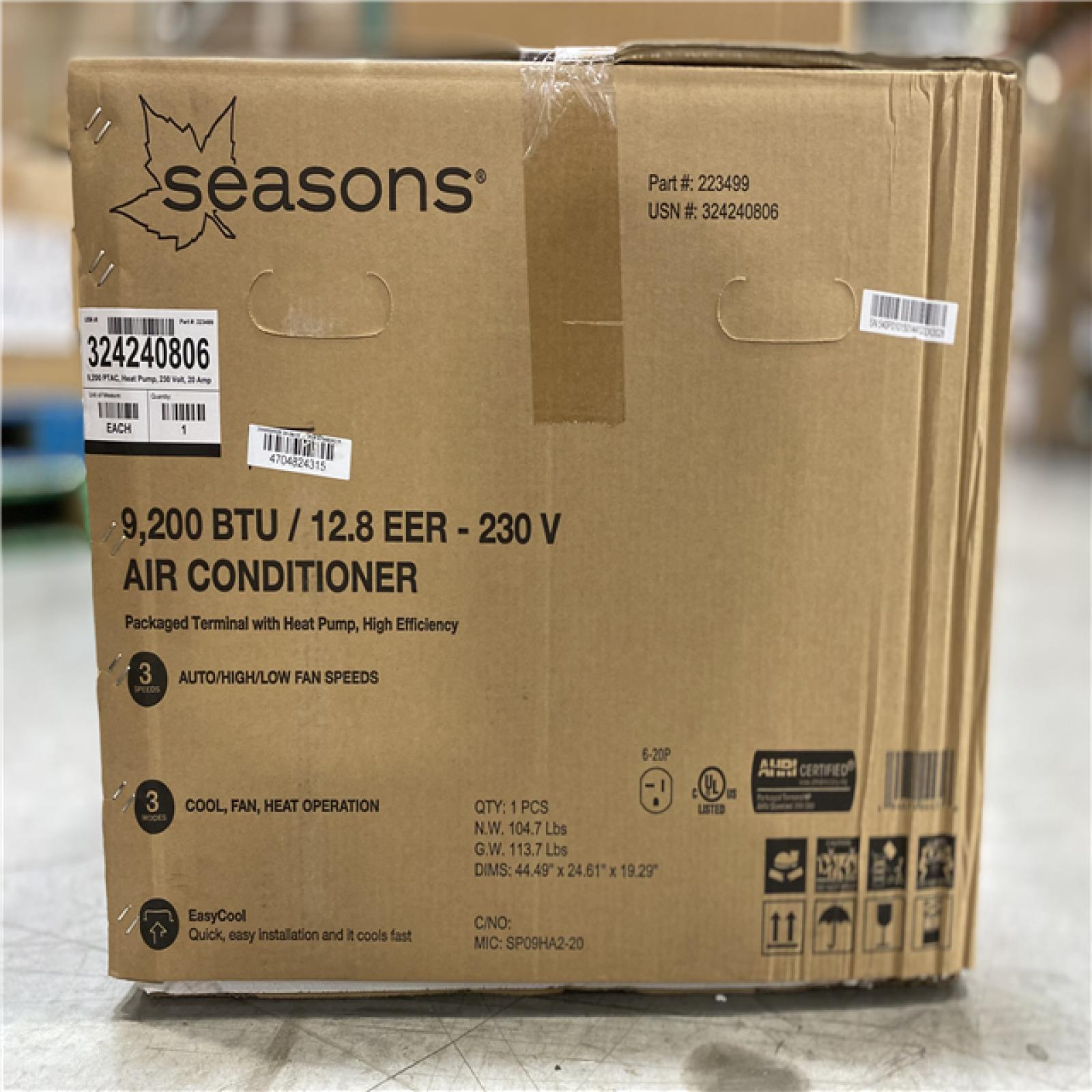 DALLAS LOCATION - Seasons® 9,200 BTU / 12.8 EER - 230 V AIR CONDITIONER
