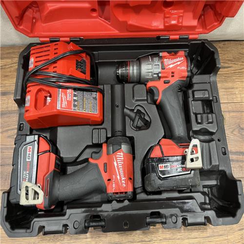 AS-IS MILWAUKEE M18 FUEL 18V Lithium-Ion Brushless Cordless Hammer Drill and Impact Driver Combo Kit (2-Tool) with 2 Batteries