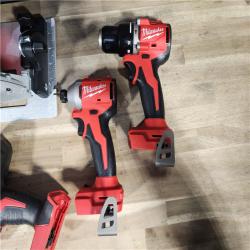HOUSTON LOCATION - AS-IS Milwaukee M18 18-Volt Lithium-Ion Brushless Cordless Combo Kit (4-Tool) with 2-Batteries, 1-Charger and Tool Bag