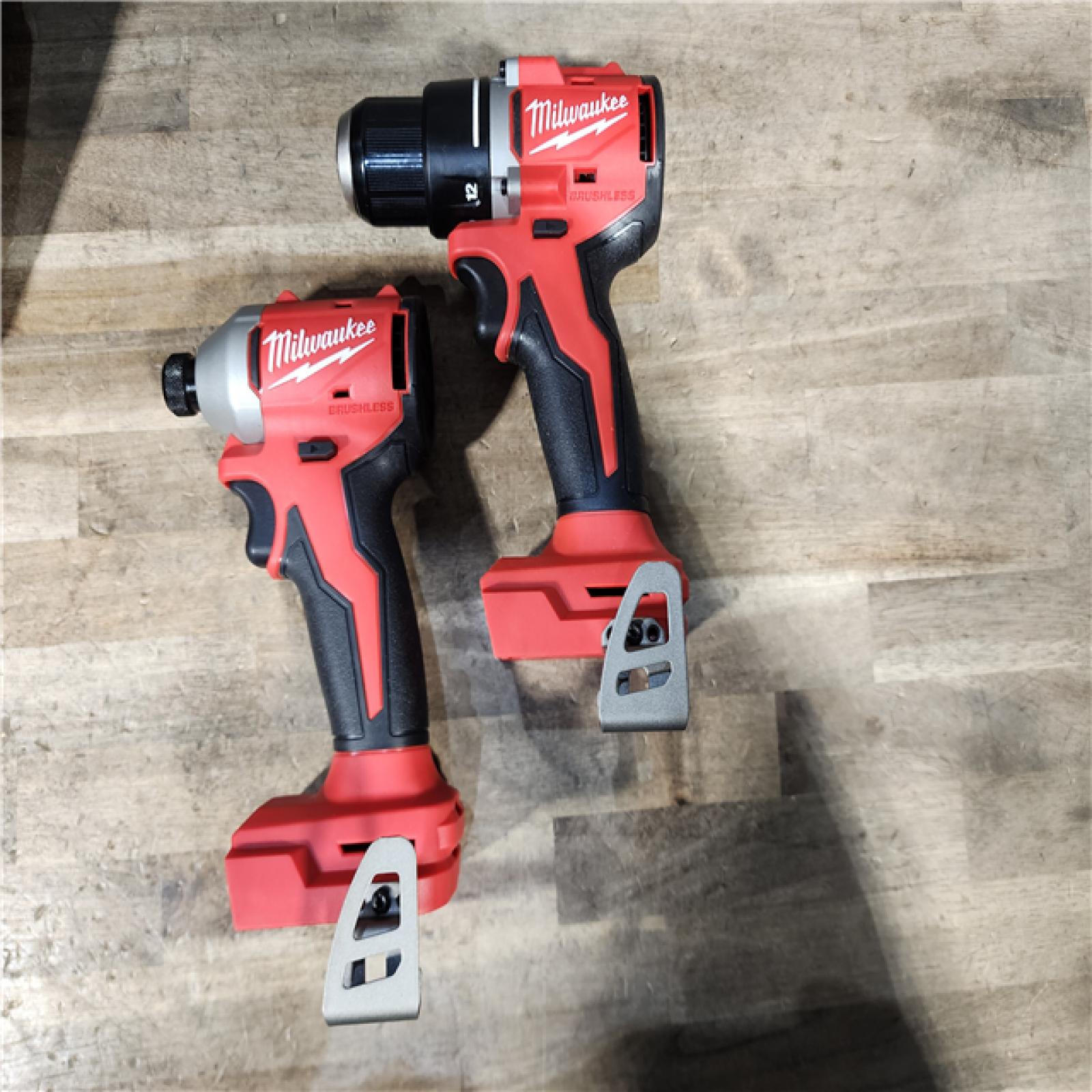 HOUSTON LOCATION - AS-IS Milwaukee M18 18V Lithium-Ion Brushless Cordless Compact Drill/Impact Combo Kit (2-Tool) W/(2) 2.0 Ah Batteries  Charger & Bag
