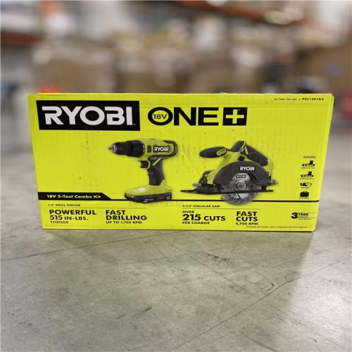 NEW! - RYOBI ONE+ 18V Cordless 2-Tool Combo Kit with Drill/Driver, Circular Saw, (2) 1.5 Ah Batteries, and Charger