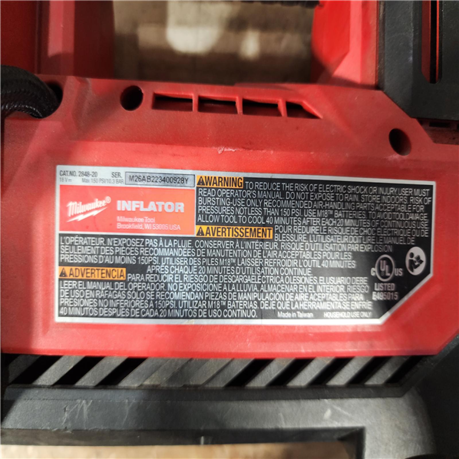 HOUSTON LOCATION - AS - IS Milwaukee 18-Volt Lithium-Ion Cordless Electric Portable Inflator (Tool-Only)