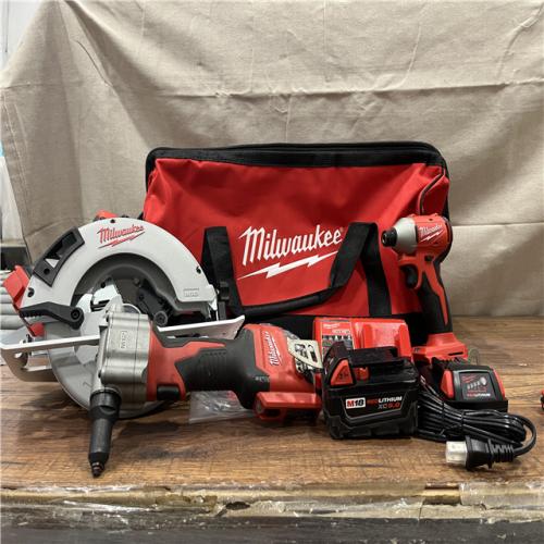 AS-IS Milwaukee M18 18-Volt Lithium-Ion Brushless Cordless Combo Kit (3-Tool) with 2-Batteries, 1-Charger and Tool Bag