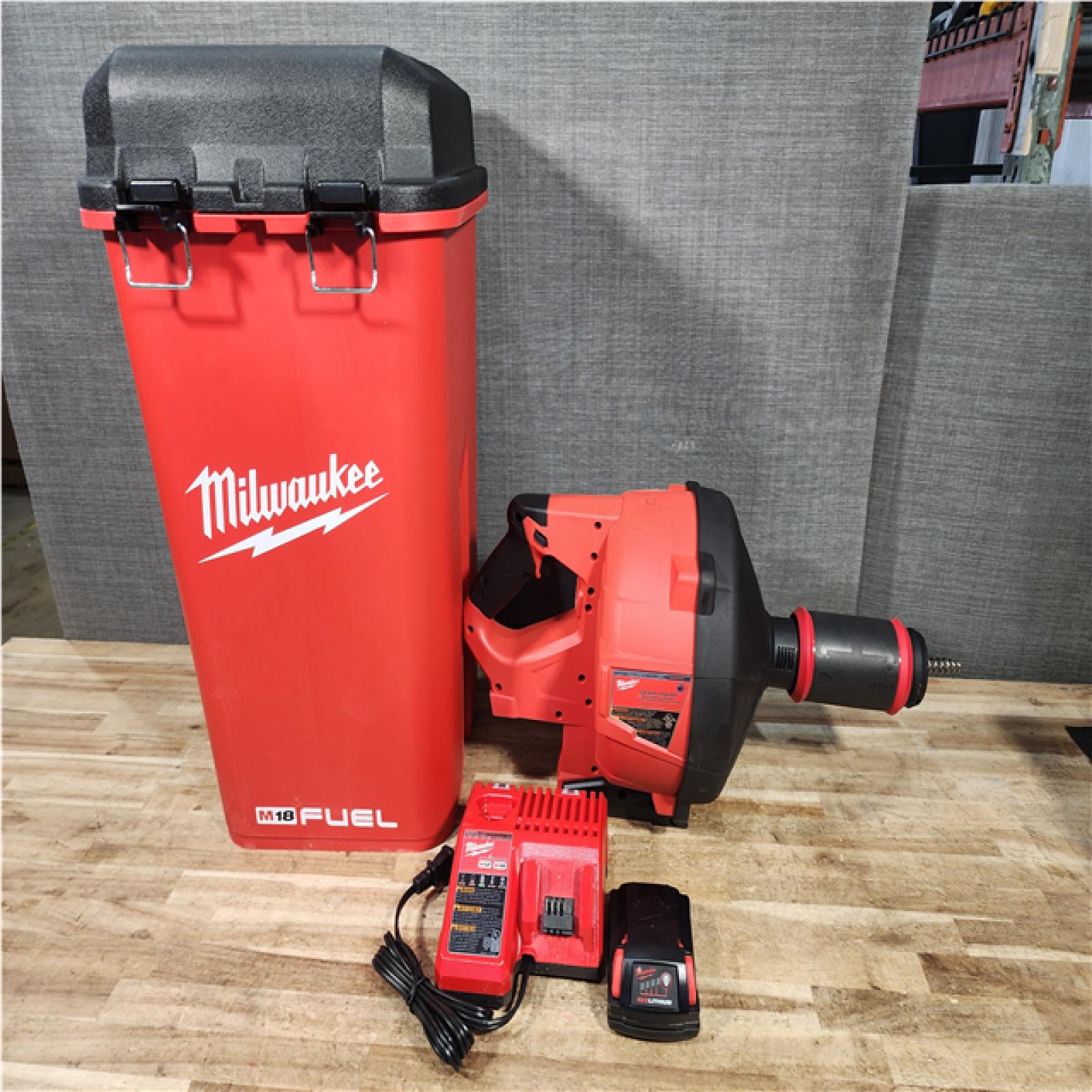 Houston Location AS-IS Milwaukee FUEL 18-Volt Lithium-Iron Cordless Plumbing Drain Snake Auger Kit