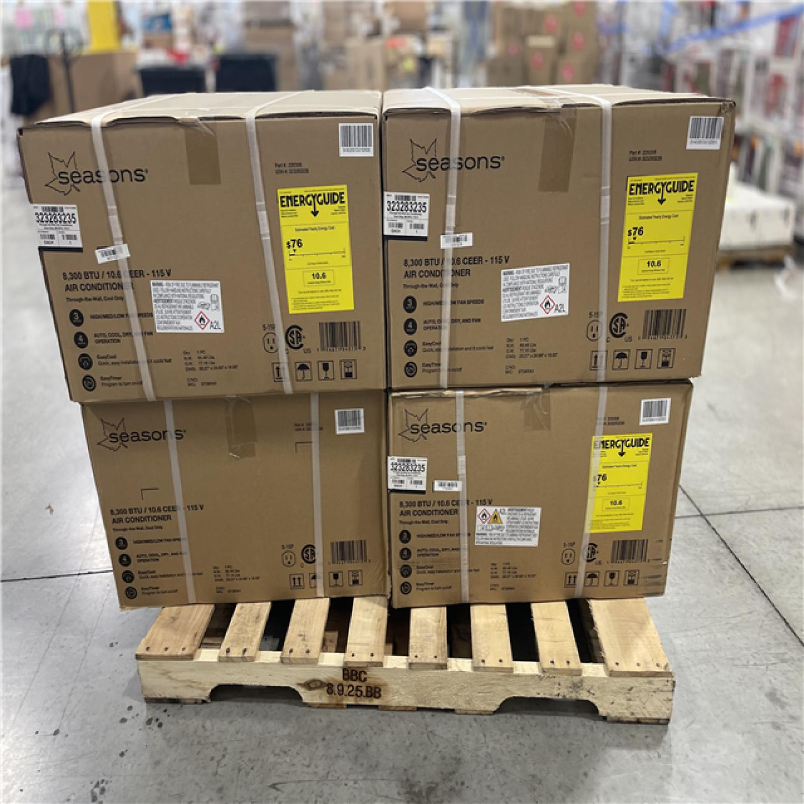 DALLAS LOCATION- SEASONS 8300 BTU 115V AIR CONDITIONING UNIT PALLET (4 UNITS)