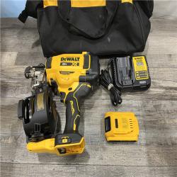AS-IS DEWALT 20V MAX Lithium-Ion 15-Degree Electric Cordless Roofing Nailer Kit