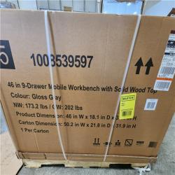 Phoenix NEW Husky Tool Storage 46 in. W Gloss Gray Mobile Workbench 9-Drawer with Solid Wood Top (SEALED)