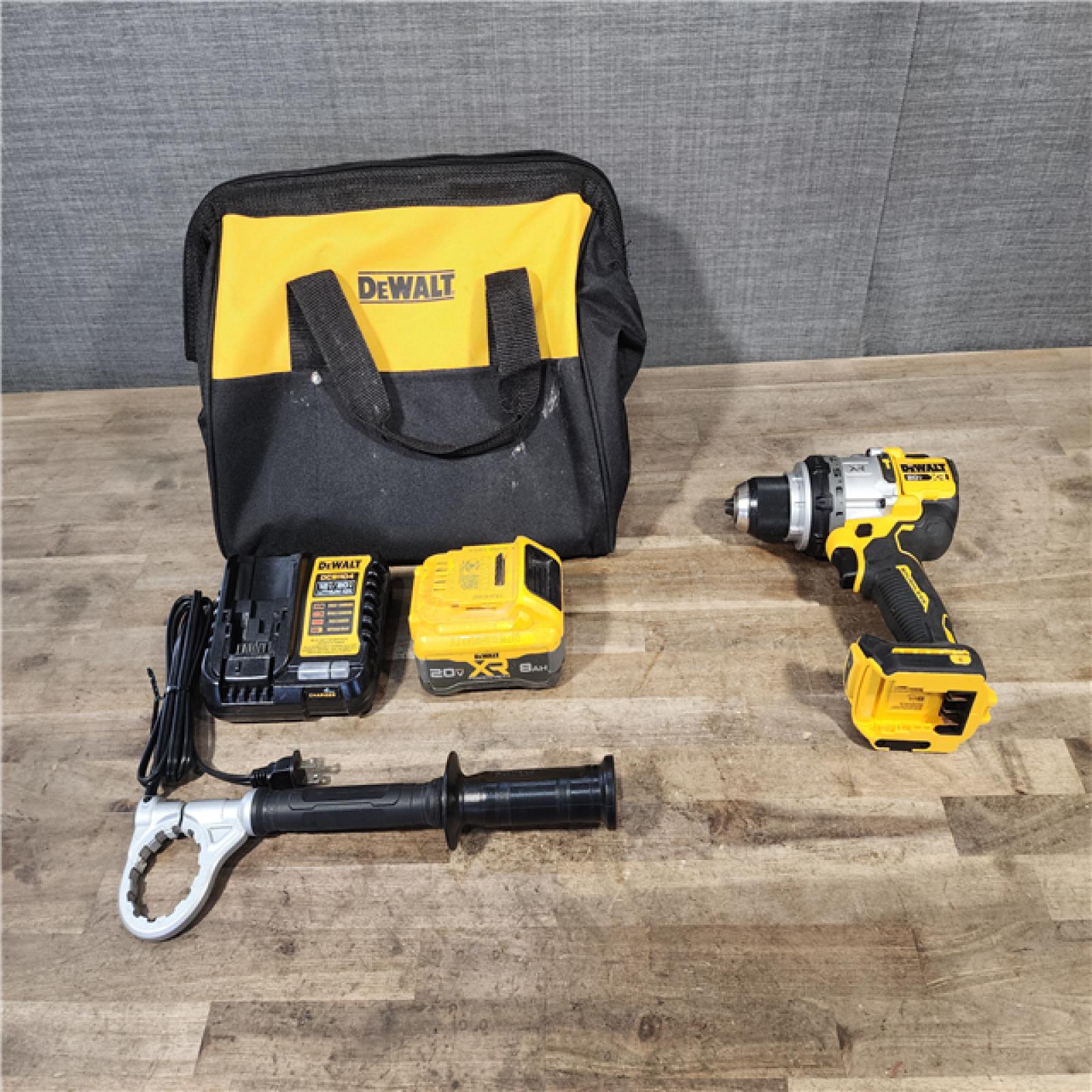 HOUSTON LOCATION - AS-IS DEWALT 20V XR Lithium-Ion Cordless Hammer Drill Kit with 8.0 Ah Battery  Charger and Kit Bag