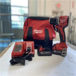 AS-IS - Milwaukee M18 18V Lithium-Ion Brushless Cordless 1/2 in. Compact Drill/Driver Kit