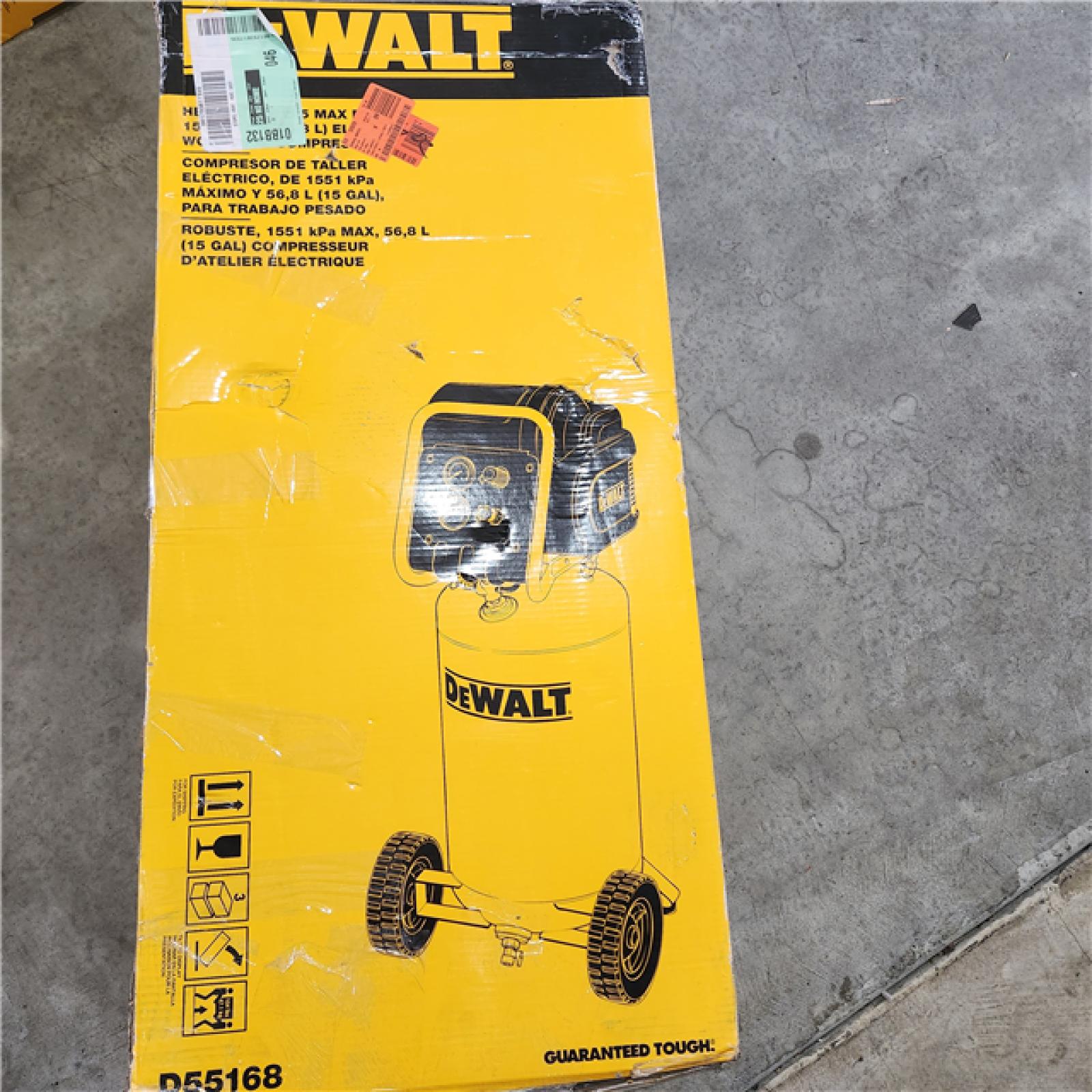 Houston location- AS-IS Compresseur D'air Vertical Ã‰lectrique Portable Dewalt 15 Gallons Ã€ Un Ã‰tage D55168 - Rona