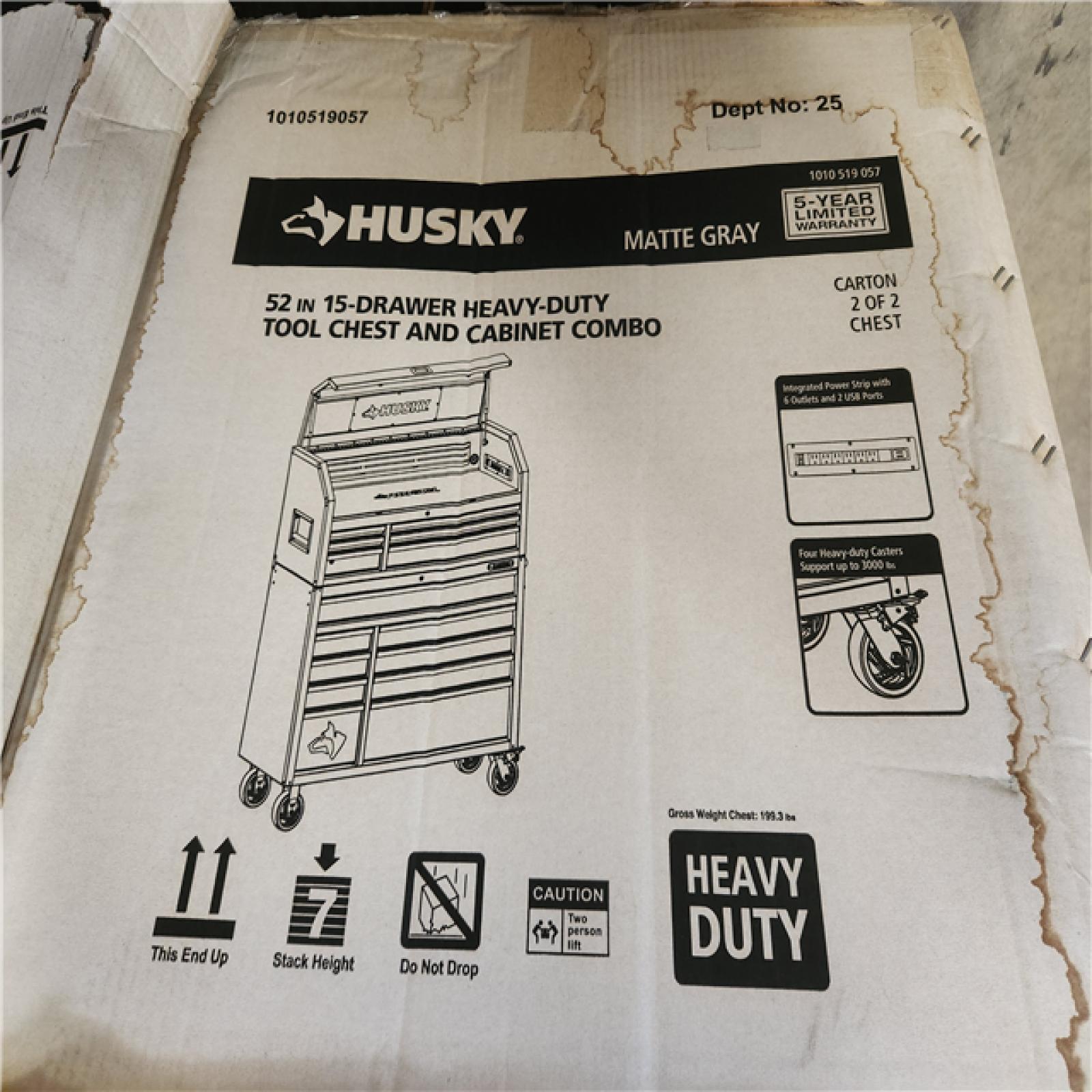 Phoenix NEW Husky Heavy-Duty 52 in. W 15-Drawer Matte Gray Steel Rolling Tool Chest Combo