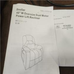 Phoenix LIKE NEW Bestier 40.1 in. W Brown Microsuede Oversize Dual Motor Power Lift Recliner Chair with Massage and Heating