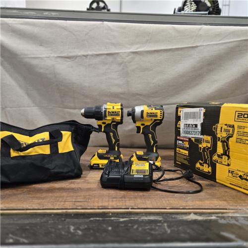 AS-IS Dewalt DCK225D2 20V MAX ATOMIC Brushless Compact Lithium-Ion 1/2 in. Cordless Drill Driver and 1/4 in. Impact Driver Combo Kit with 2 Batteries 2 Ah