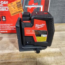 HOUSTON LOCATION - AS-IS (APPEARS LIKE NEW) Milwaukee-3522-21 Green Beam Laser Cross Line Plumb Point USB Rechargeable