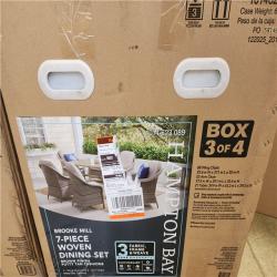 Phoenix NEW Hampton Bay Brooke Mill Brown Metal 7-Piece Wicker Outdoor Dining Set with CushionGuard Putty Tan Cushions