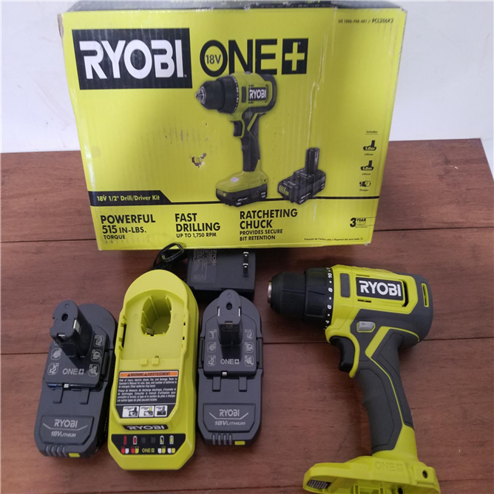 California NEW Ryobi One+ 18V 1/2 Drill/Driver Kit  includes (2) Batteries & Charger