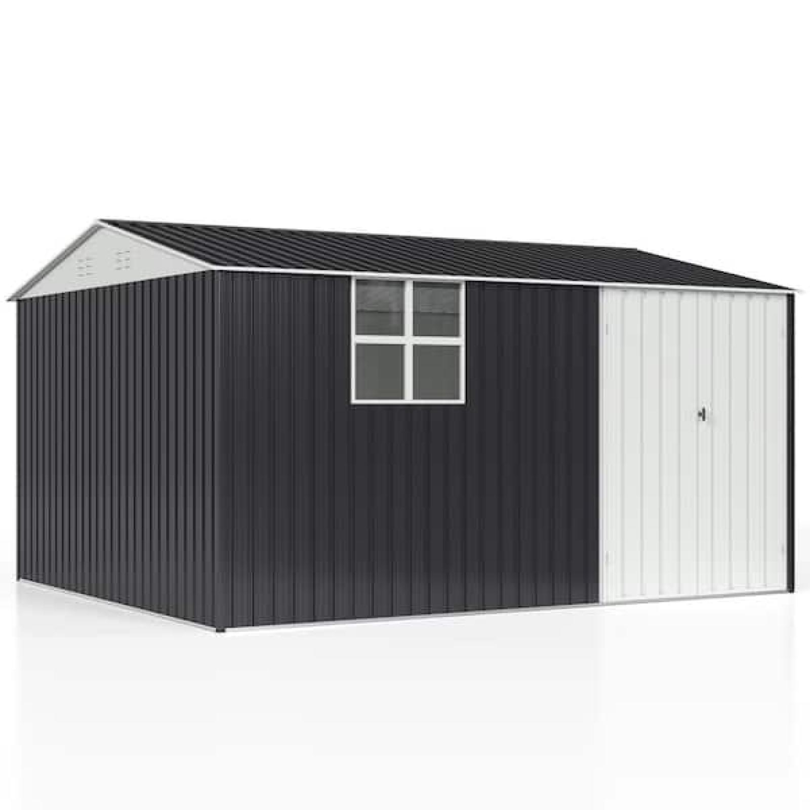 Phoenix NEW VIWAT 12 ft. W x 10 ft. D Metal Outdoor Storage Garden Tool Steel Shed with Lockable Doors and Windows
