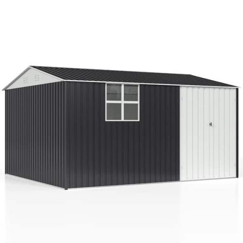 Phoenix NEW VIWAT 12 ft. W x 10 ft. D Metal Outdoor Storage Garden Tool Steel Shed with Lockable Doors and Windows