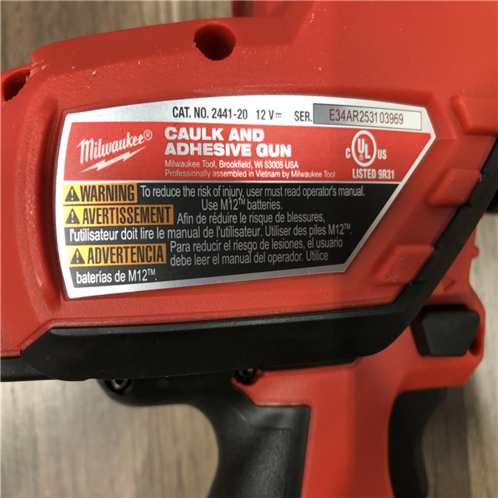 AS-IS Milwaukee 12V Lithium-Ion Cordless 10 oz. Adhesive and Caulk Gun (Tool-Only)