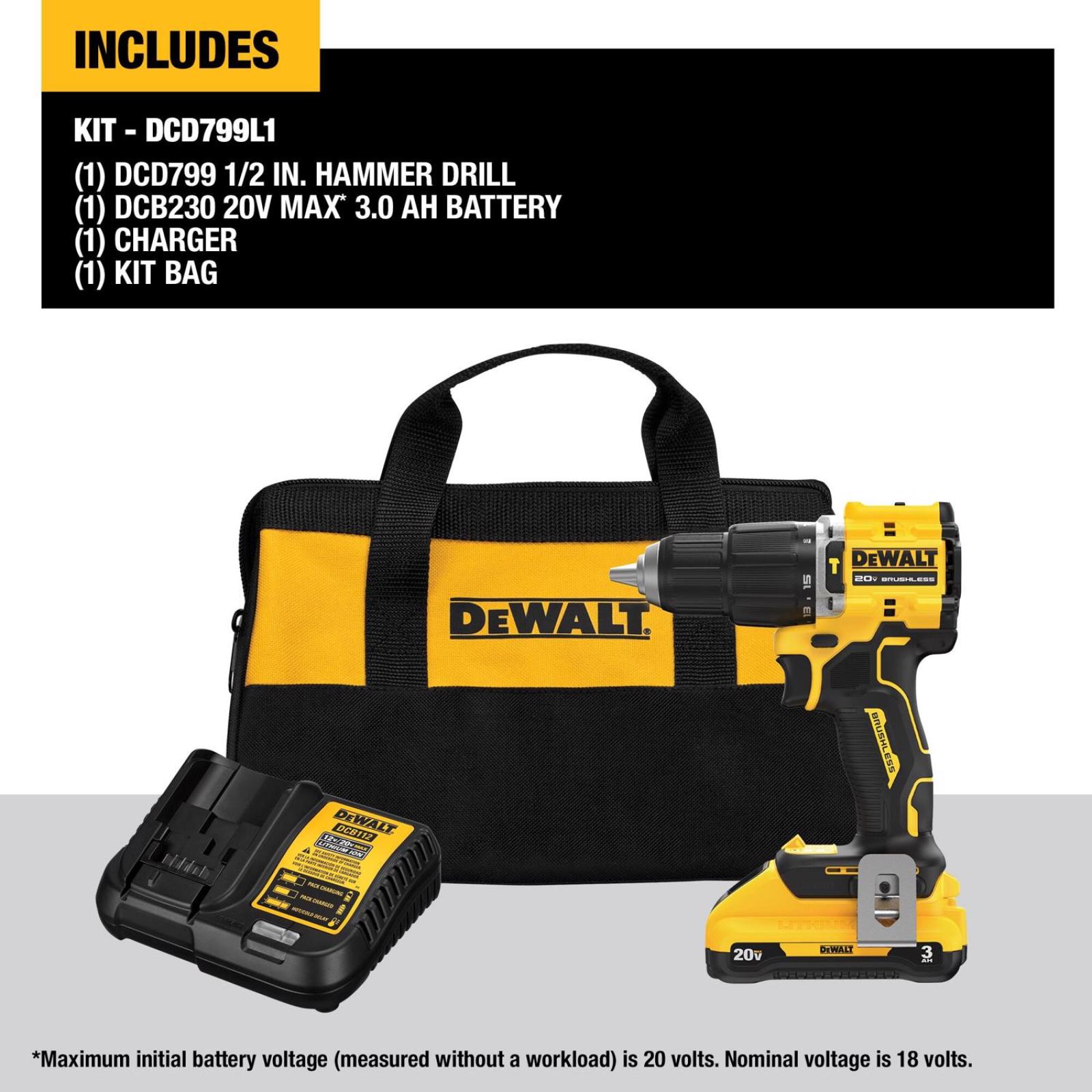 NEW - DEWALT ATOMIC 20-Volt Lithium-Ion Cordless 1/2 in. Compact Hammer Drill Kit