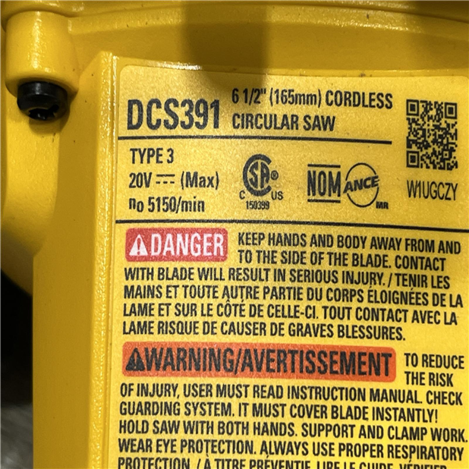 AS-IS DEWALT 20-Volt MAX Lithium-Ion Cordless 6-1/2 in. Circular Saw (Tool-Only)