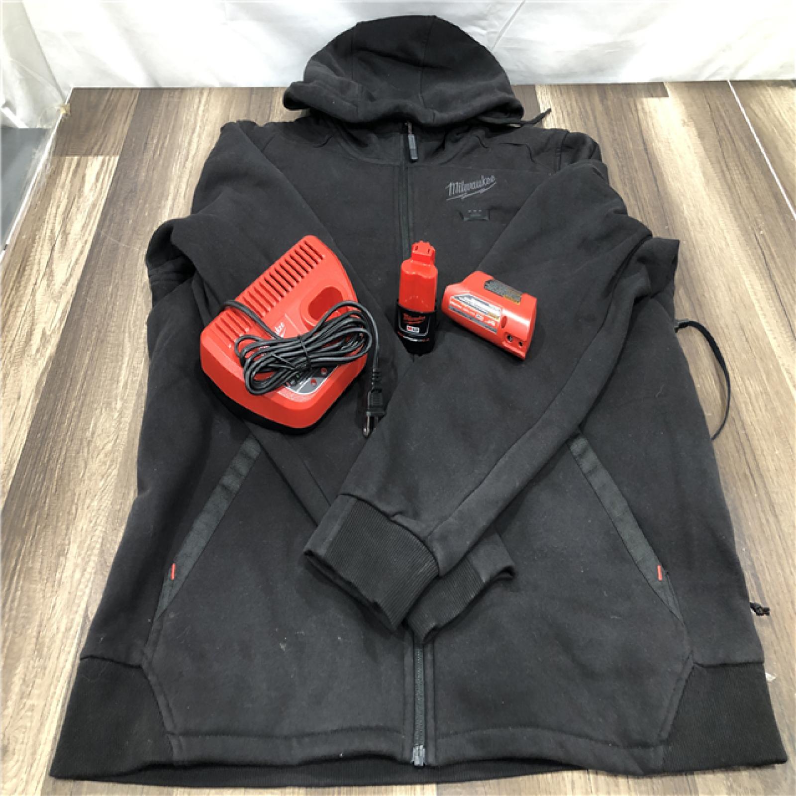 AS-IS Milwaukee Men's Large 12-Volt Lithium-Ion Cordless Black Heated Jacket Hoodie Kit